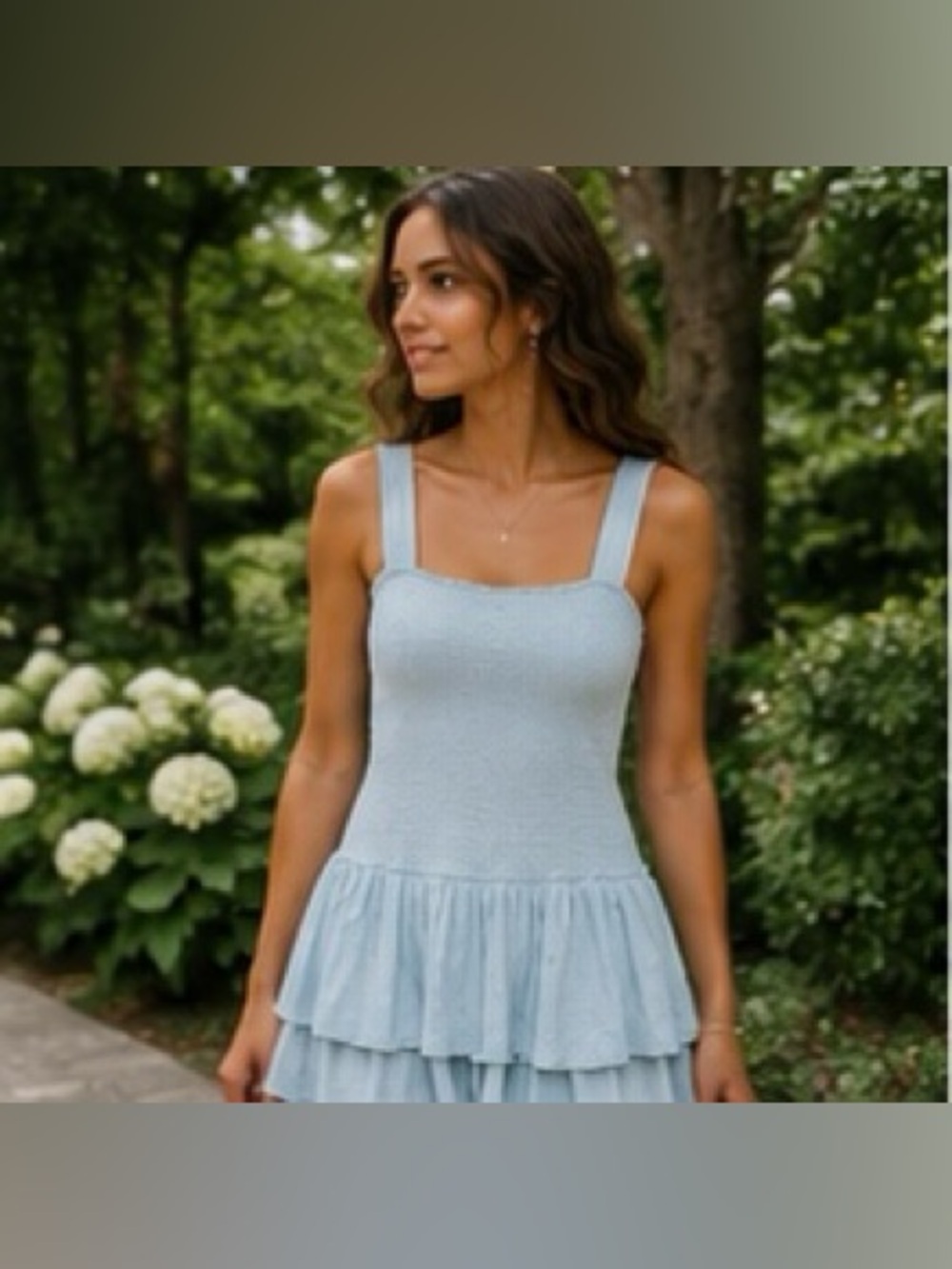 NWT American Eagle Sunchaser Knit Smocked Drop Waist Mini Dress Blue Size S - Picture 5 of 11